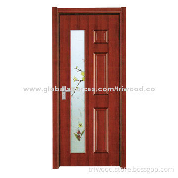 Exquisite Interior Solid Wooden Door with Natural Wood-like Painted Steel Panel